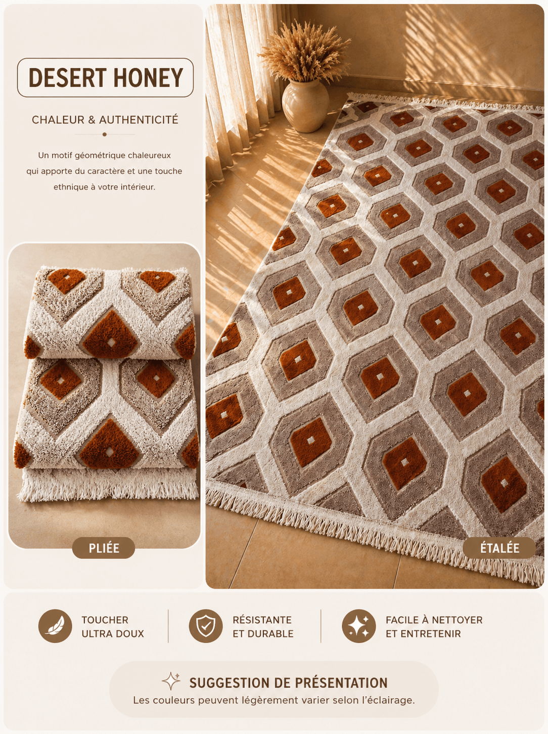 Moquette Desert Honey - Tons miel chaleureux