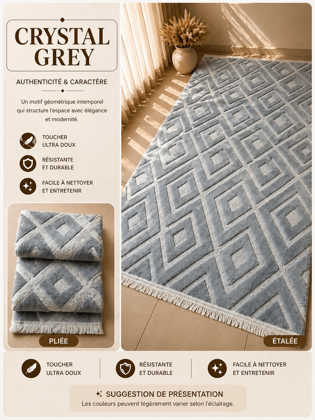 Moquette Crystal Grey - Tons gris doux