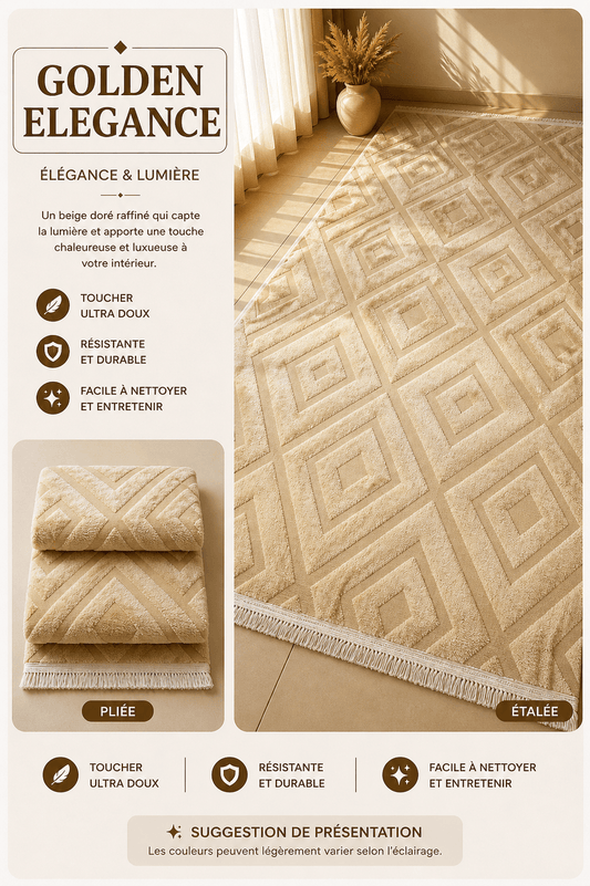 Moquette Golden Elegance - Tons dorés et beiges