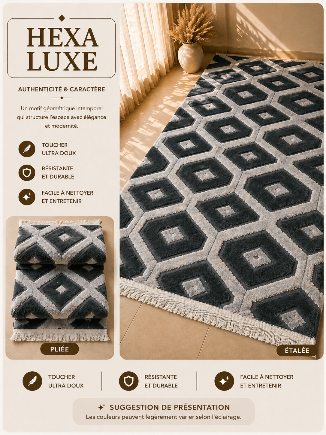 Moquette Premium 3m x 2m – Collection Salon Élégance (18 Modèles)
