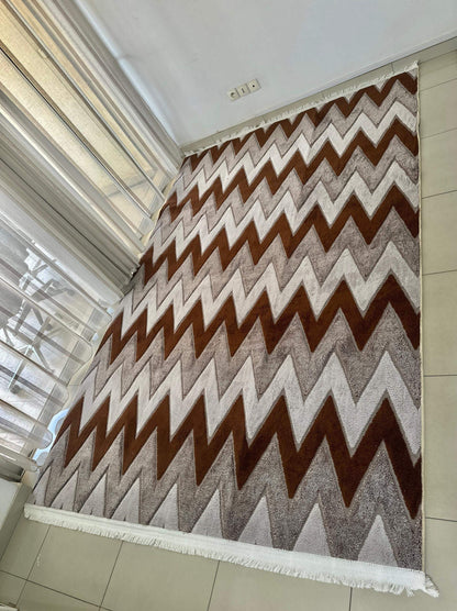 Moquette Chevron Sahara installée dans un salon