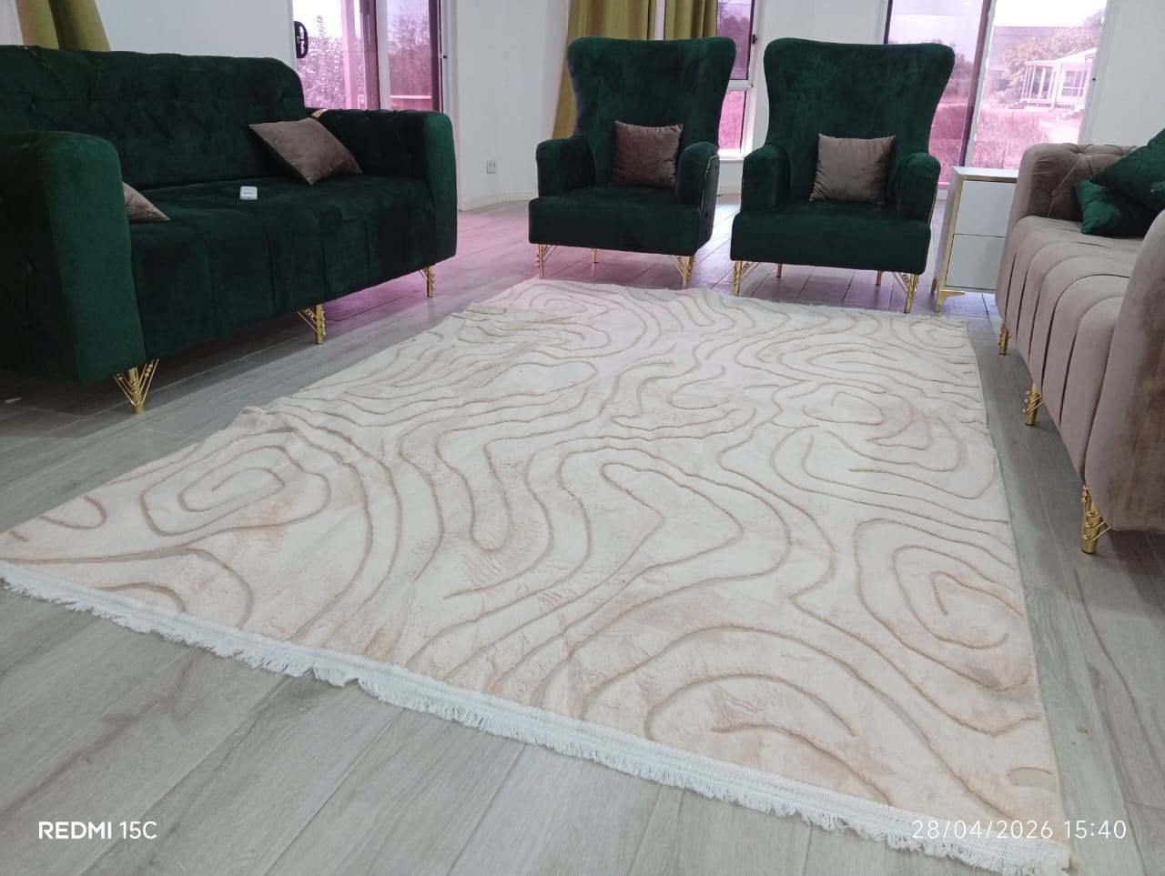 Moquette Wave Cream 3m x 2m – Spécial Tabaski 2026 | Livraison + Cadeau OFFERTS