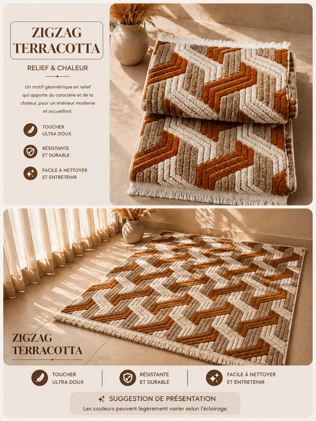 Moquette Zigzag Terracotta - Édition Premium
